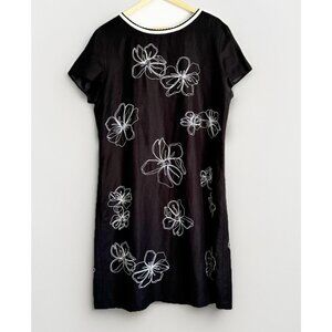 Talbots Women’s 18 Floral Embroidered Linen Midi Dress Black Coastal Whimsigoth